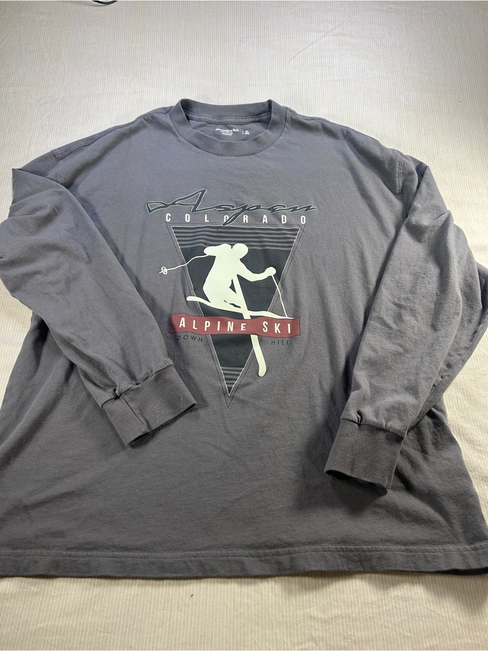 Abercrombie and Fitch Long Sleeve Colorado Aspen Alpine Ski Graphic Shirt - Gray